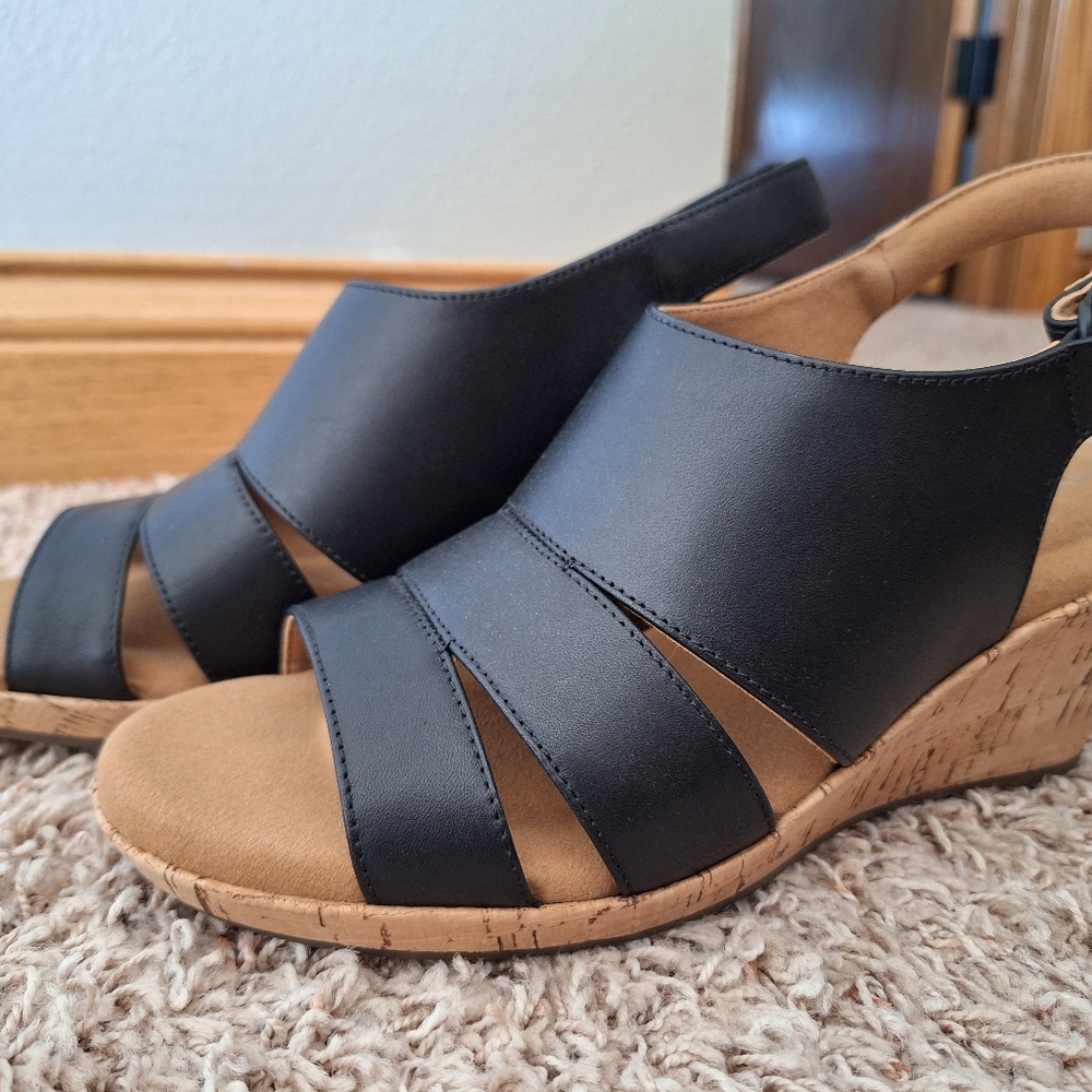 Rockport Black Wedge Sandals